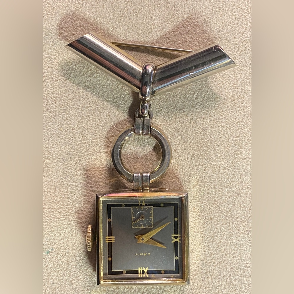 Vintage CAMY Brooch Watch 1/20 12K GP over Sterling Silver